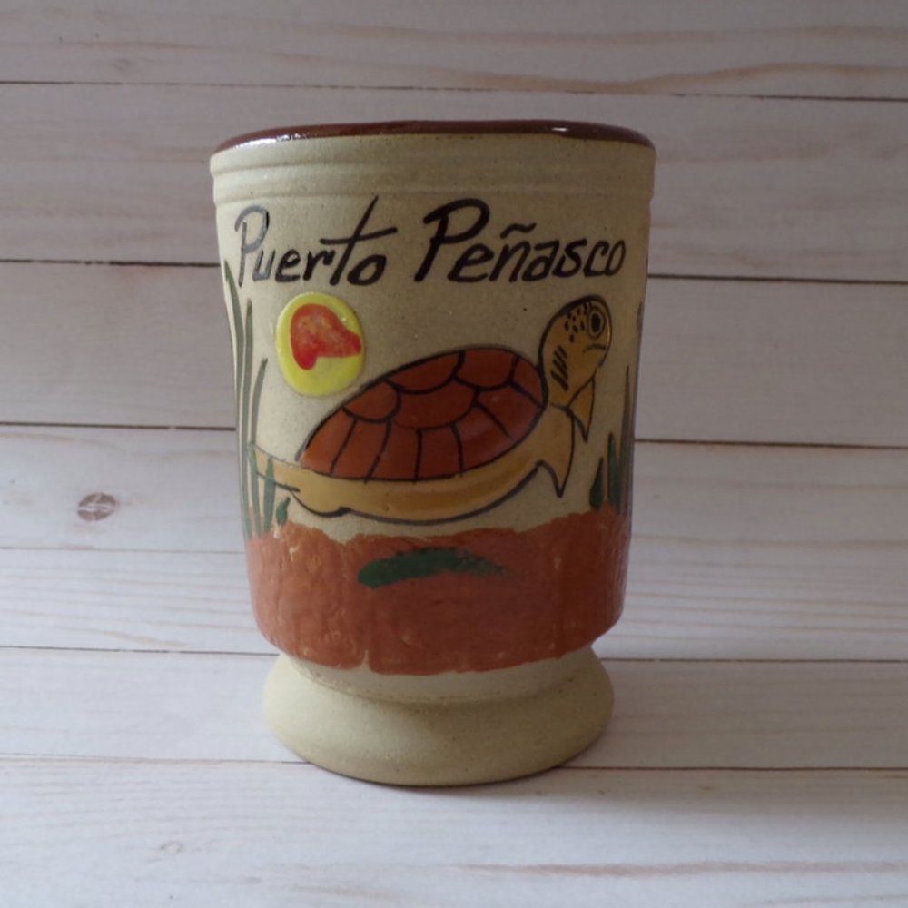 Puerto Penasco Souvenir Stoneware Mug Ocean Turtle 16 oz 2865